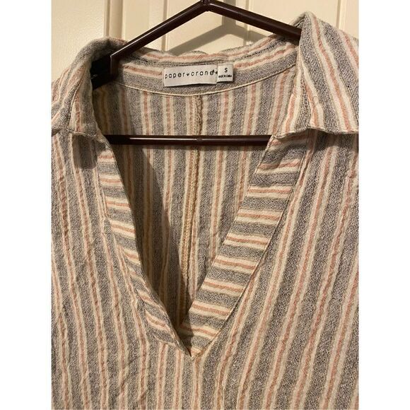 Paper Crane Women’s Striped V-Neck Blouse - Size Small - C1117BA - Picture 3 of 9